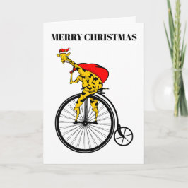 Cartão De Festividades Natal da Girafa Papai Noel
