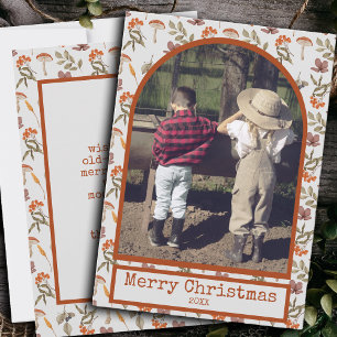 Cartão De Festividades Natal da Imagem Botânica de Cogumelo de Cottagecor