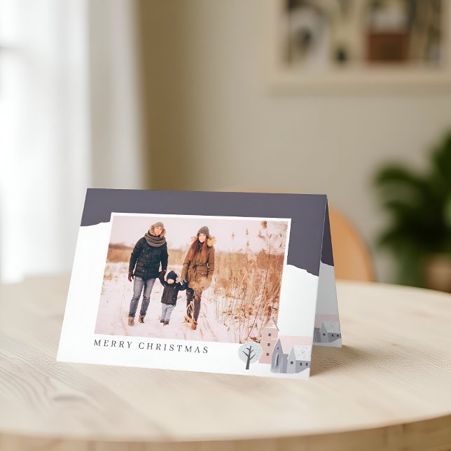 Cartão De Festividades Natal da Montanha Nórdica Moderna (Criador carregado)