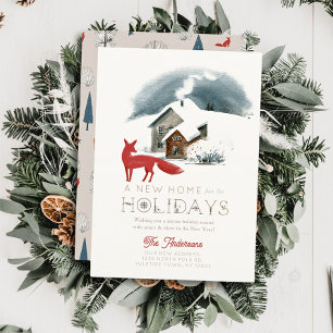 Cartão De Festividades Natal da Nova Casa Fox Winterscape