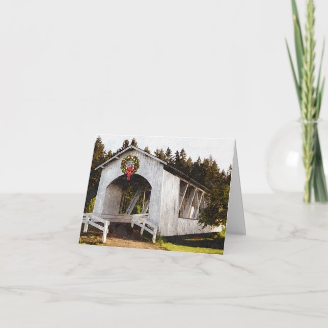 Cartão De Festividades Natal da ponte coberta de Weddle (Frente)