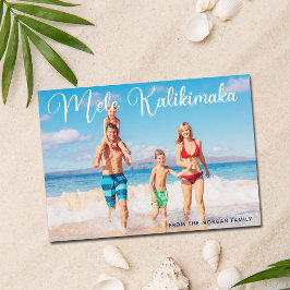 Cartão De Festividades Natal da Praia da Foto da Família Mele Kalikimaka