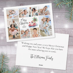 Cartão De Festividades Natal da praia de fotos tropicais de Santa Claus