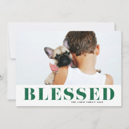 Cartão De Festividades Natal da tipografia abençoada e verde