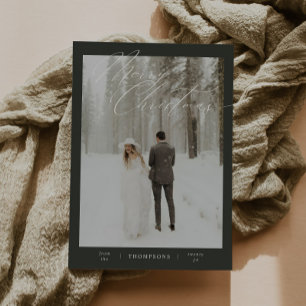 Cartão De Festividades Natal da Tipografia de Script Minimalista Verde