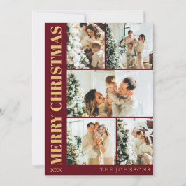 Cartão De Festividades Natal da Tipografia Dourada Vermelha Moderna Na mo