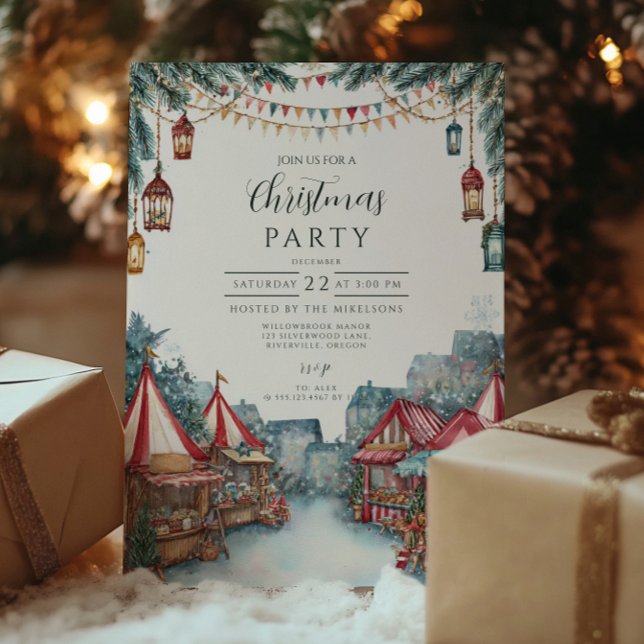 Cartão De Festividades Natal da vila de inverno festiva (Criador carregado)