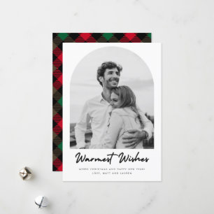 Cartão De Festividades Natal da Xadrez de fotos em arco