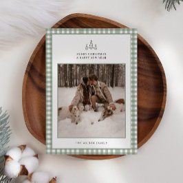 Cartão De Festividades Natal da Xadrez Modern Gingham