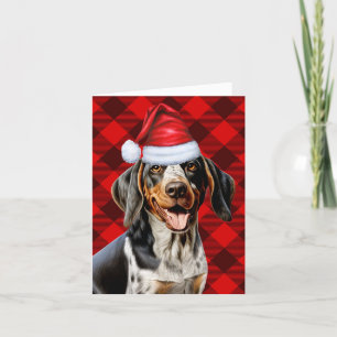 Cartão De Festividades Natal da Xadrez Vermelha de Toon Bohound