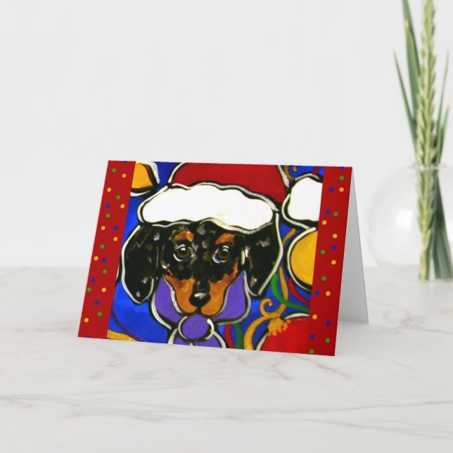 Cartão De Festividades Natal Dapple Doxie (Frente)