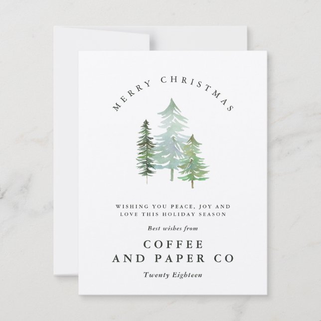 Cartão De Festividades Natal das empresas de floresta aquática (Frente)