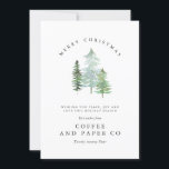 Cartão De Festividades Natal das empresas de floresta aquática<br><div class="desc">Um design de férias elegante,  da natureza. Parte de uma coleção. Com texto elegante e design de floresta de aquarela linda.</div>