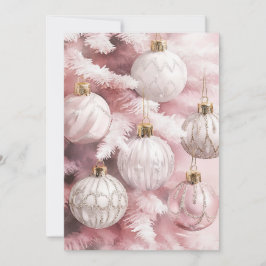 Cartão De Festividades Natal das Ornações de Vintagem Rosa Branca