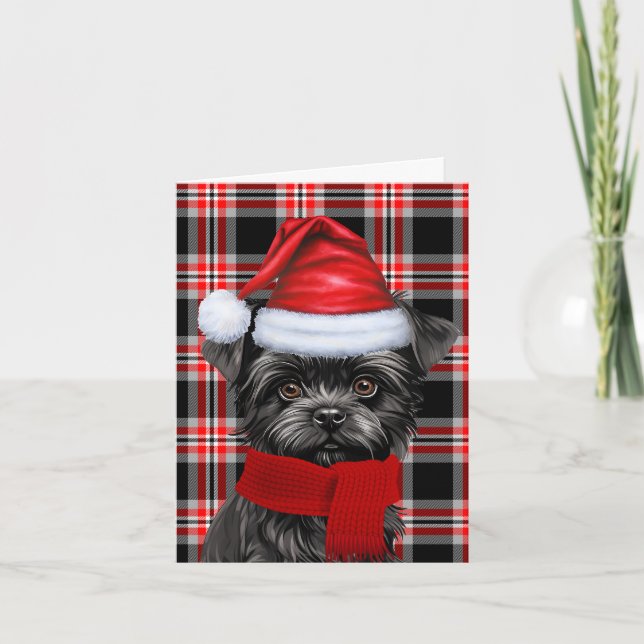 Cartão De Festividades Natal de Affenpinscher Cachorro Vermelho Natal Nat (Frente)