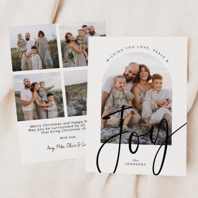 Cartão De Festividades Natal de Arch de Script Moderno de Alegria Minimal (Criador carregado)