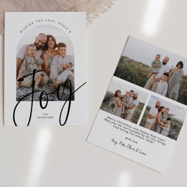 Cartão De Festividades Natal de Arch de Script Moderno de Alegria Minimal (Criador carregado)