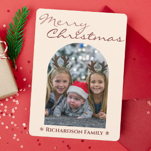 Cartão De Festividades Natal de Arch Rosa Moderno