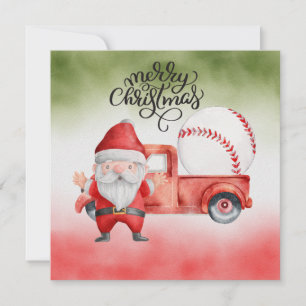 Cartão De Festividades Natal de baseball com Papai Noel e Neve