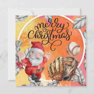 Cartão De Festividades Natal de baseball com Papai Noel e Neve