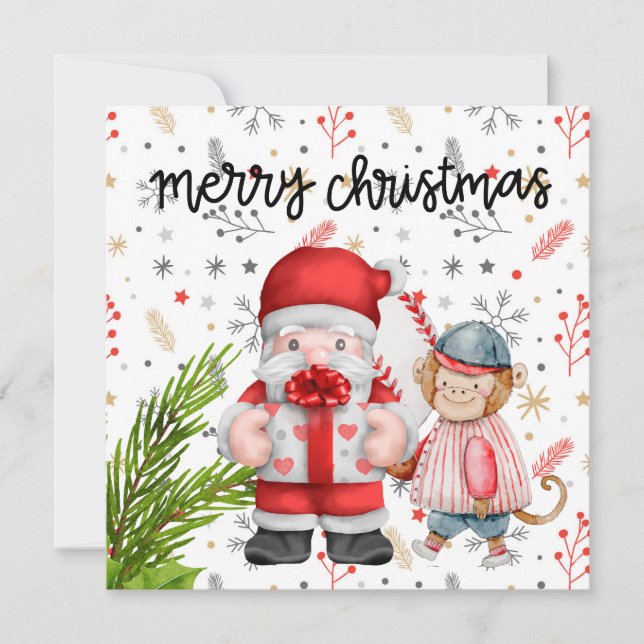 Cartão De Festividades Natal de baseball com presentes e bola (Frente)