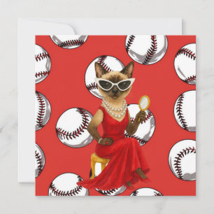 Cartão De Festividades Natal de baseball temático para os amantes de gato