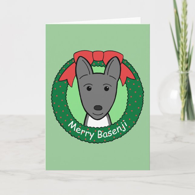 Cartão De Festividades Natal de Basenji (Frente)