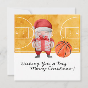 Cartão De Festividades Natal de basquete com Papai Noel