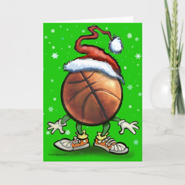 Cartão De Festividades Natal de basquetebol (Frente)