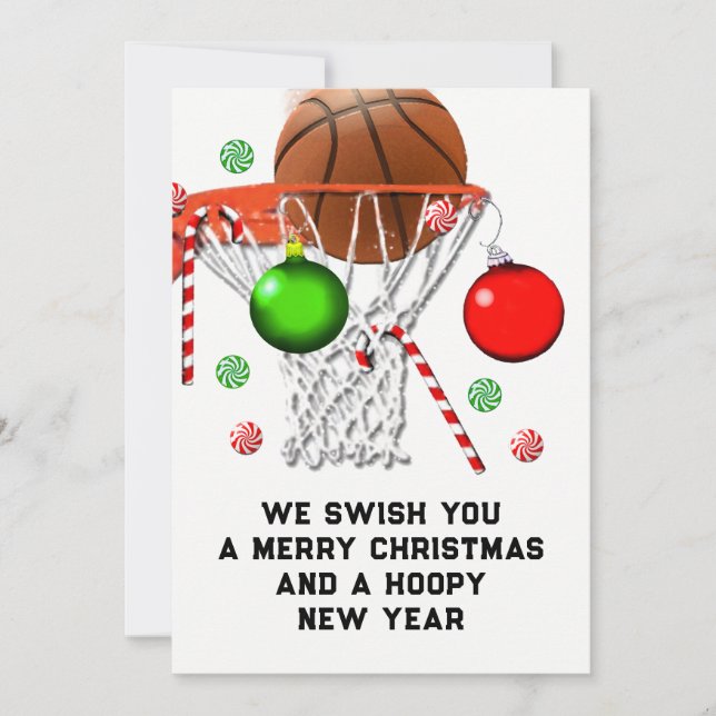 Cartão De Festividades Natal de basquetebol (Frente)