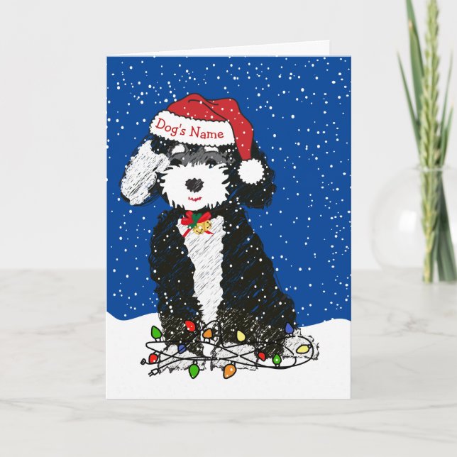 Cartão De Festividades Natal de Bernedoodle Personalizado (Frente)