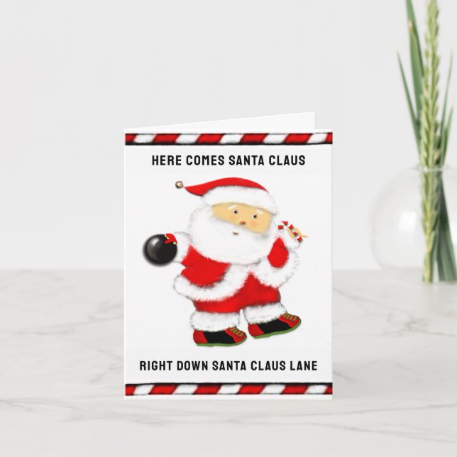 Cartão De Festividades Natal de Boliche (Frente)