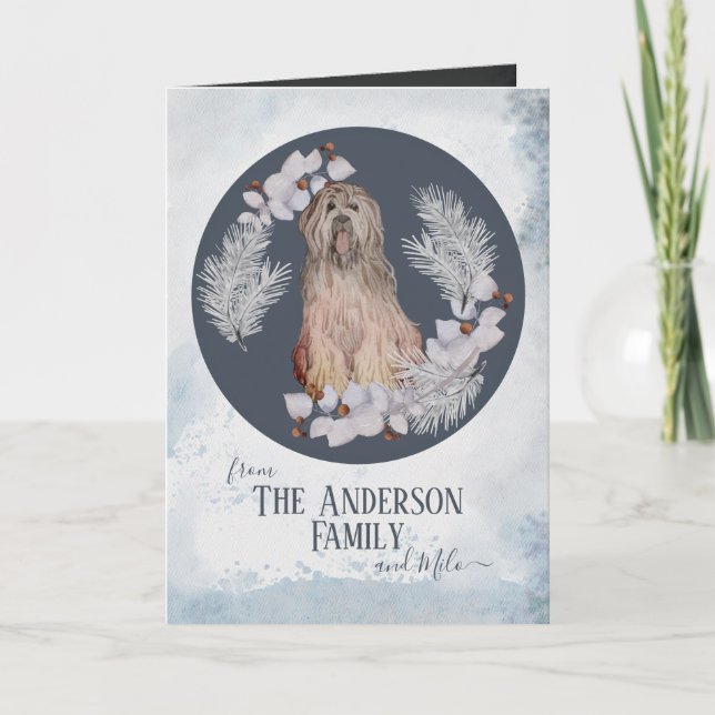 Cartão De Festividades Natal de Briard Personalizado (Frente)