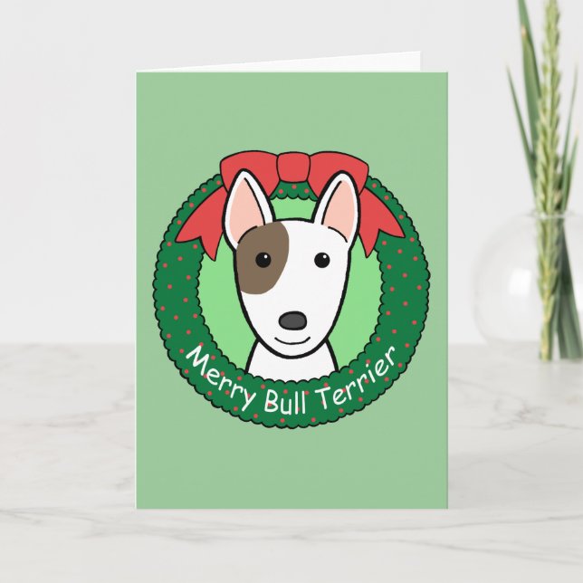 Cartão De Festividades Natal de bull terrier (Frente)