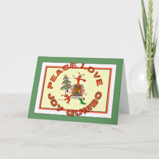 Cartão De Festividades Natal de Cajun do Gumbo do amor da paz