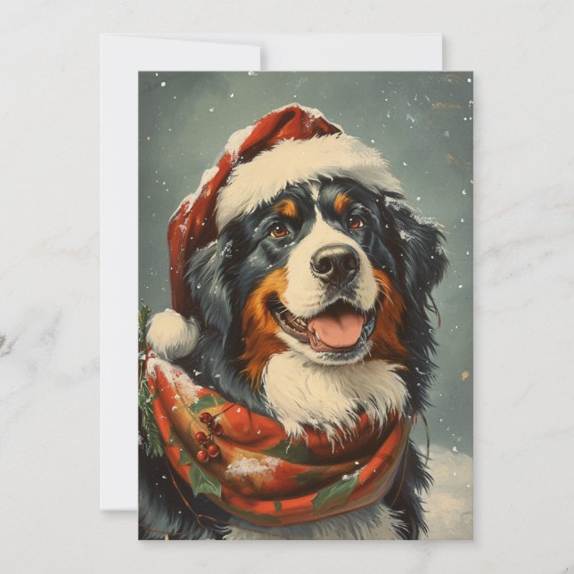 Cartão De Festividades Natal de cão da montanha Bernese (Frente)