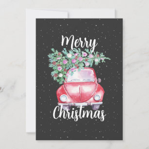 Cartão De Festividades Natal de Carro Antigo