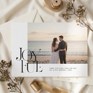 Cartão De Festividades Natal de Casamento Feliz e Moderno de Recém-Casado