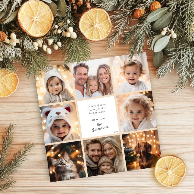 Cartão De Festividades Natal de Colagem de Fotos Moderna Personalizada (Personalized Modern Photo Collage Christmas Holiday Card)