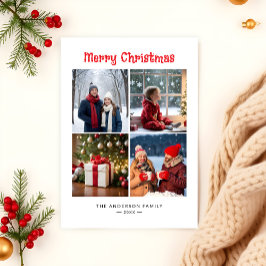 Cartão De Festividades Natal de Colagem de Quatro Fotografias Moderno Min