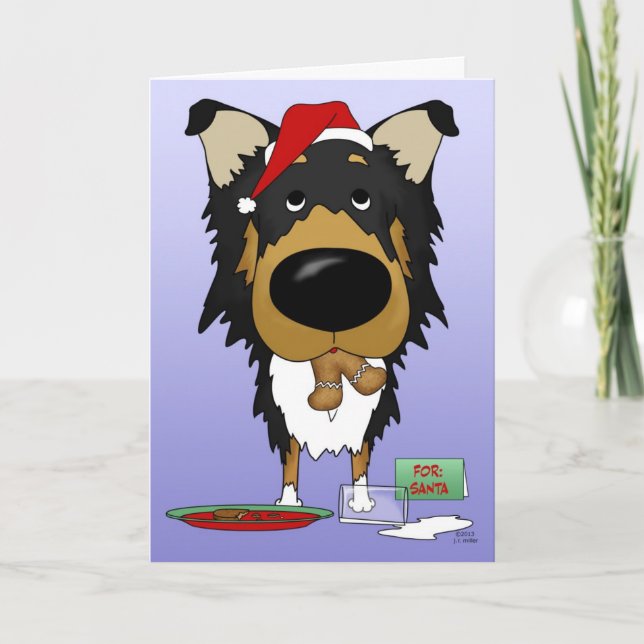 Cartão De Festividades Natal de Collie difícil - Como?? (Frente)