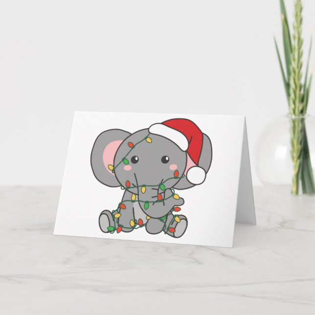 Cartão De Festividades Natal de Elefante Animais de Inverno Elefantes Fer (Frente)