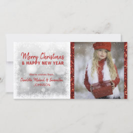 Cartão De Festividades Natal de feriados brancos VERMELHOS / Ano Novo | F