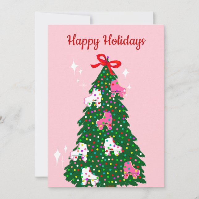 Cartão De Festividades Natal de Férias Patinação sobre Rodas Skate de Nat (Frente)