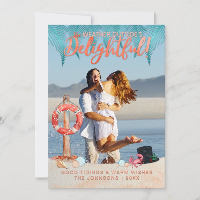 Cartão De Festividades Natal de Férias Tropicais na Flórida Foto (Frente)