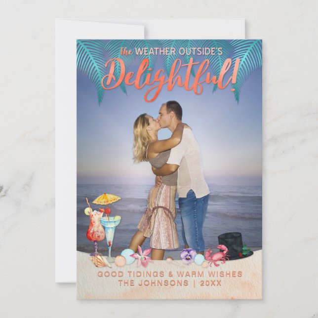 Cartão De Festividades Natal de Férias Tropicais na Flórida Foto (Frente)