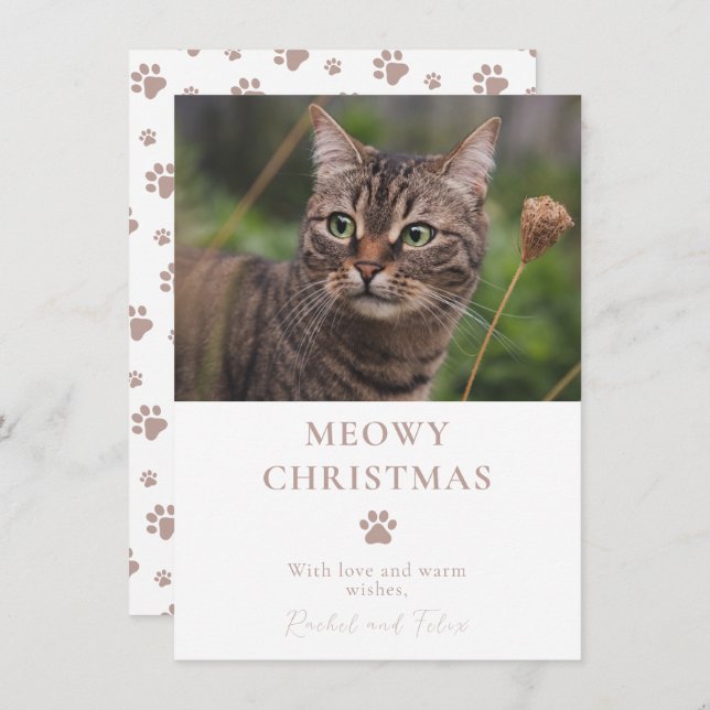 Cartão De Festividades Natal de Foto de Cat Personalizado (Frente/Verso)