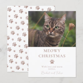 Cartão De Festividades Natal de Foto de Cat Personalizado