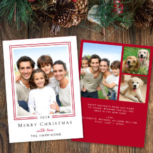 Cartão De Festividades Natal de Foto de Família Minimalista