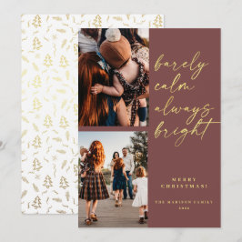 Cartão De Festividades Natal de Fotografia do Script 2 Dourado sempre bri